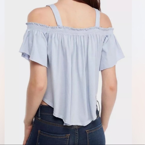Free People Darling Off The Shoulder Knit Blouse Blue S - Picture 4 of 17